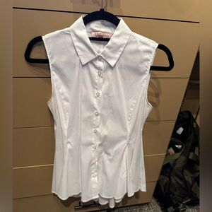 Philosophy White Button Down Sleeveless Collared Fit and Flare Blouse S